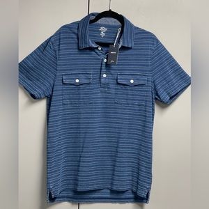 Men’s J Crew Polo Size Large NWT Blue/Denim Blue and Thin Black Stripe